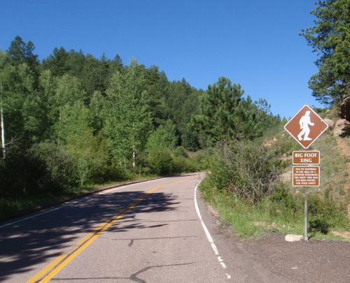 Famous sign: BIG FOOT CROSSING.